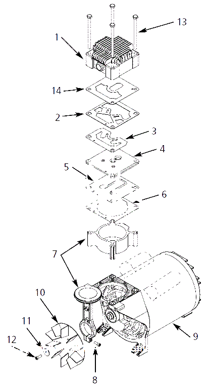Pump Parts Diagram and Parts List for WL505812  Campbell Hausfeld Compressor